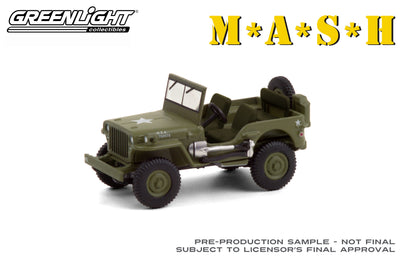 [SHIPPING NOW] 1942 Willys Jeep MB Green "M*A*S*H*" (1972-1983) Television 1/64 Diecast Model Car by Greenlight